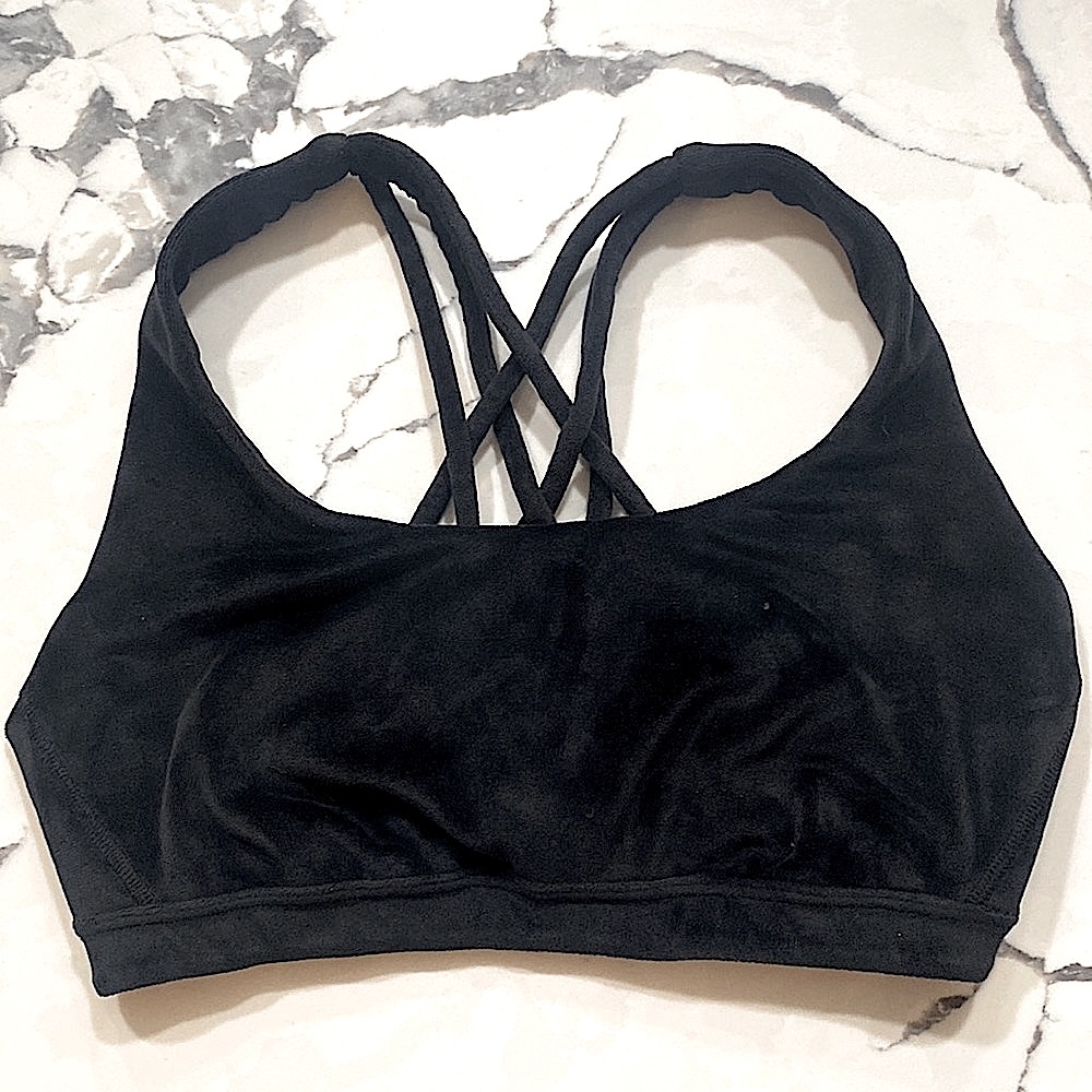 Victorias Secret Strappy black velvet sports bra. Size Small. Like new 🦋🦋🦋